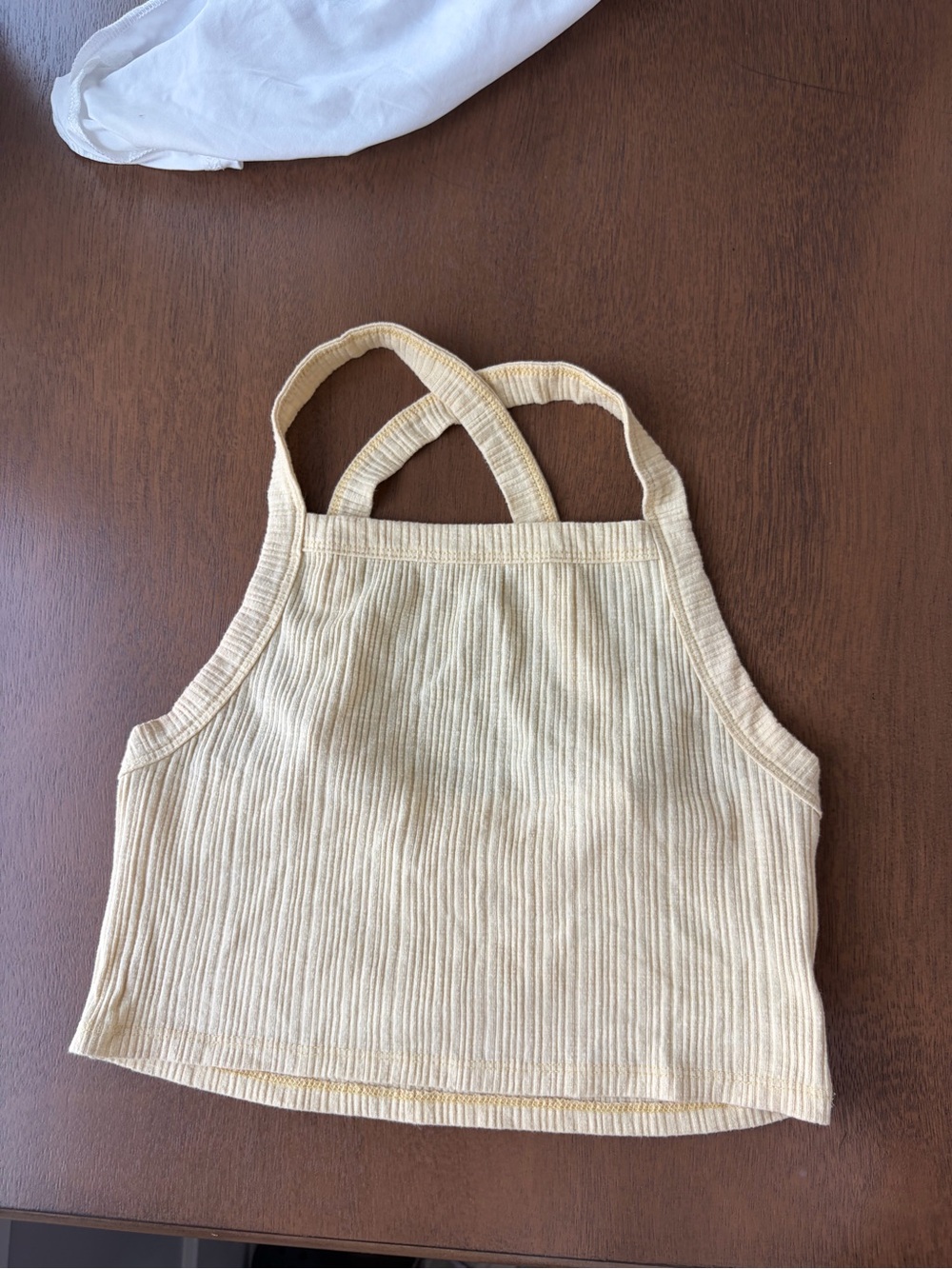 American Eagle Outfitters Women's Ribbed Crop Top - Pale Yellow